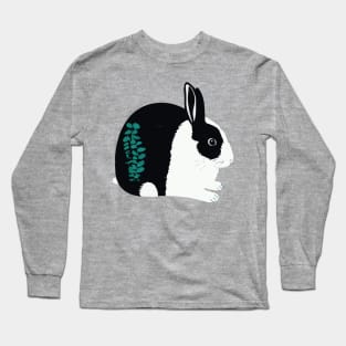 Cute Dutch Rabbit and Eucalyptus Leaves Long Sleeve T-Shirt